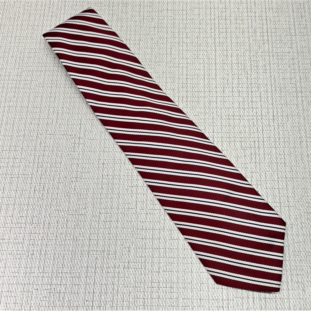 Raleighs Striped Necktie Mens OS Burgundy Navy White Preppy Ivy League Classic